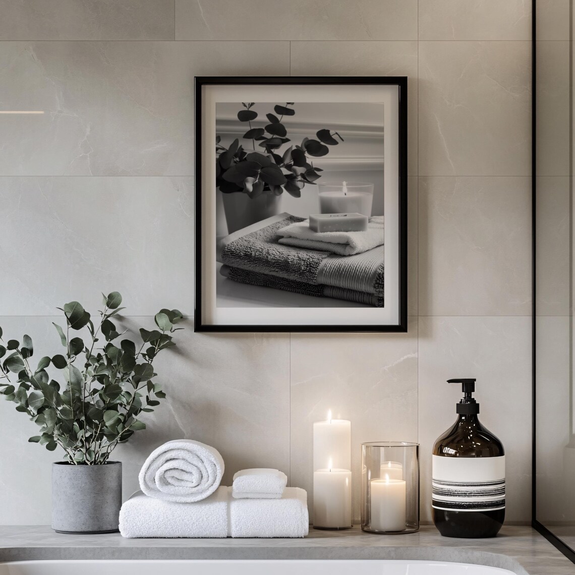 Relaxing Bathroom Minimalist Spa Wall Art Print - Image 3