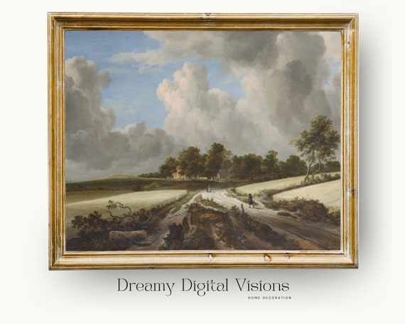 17th Century Landscape Oil Painting Farmhouse Decor Wall Art Country Art Print Cottage Core Decor Wall Art Cozy Decor 21