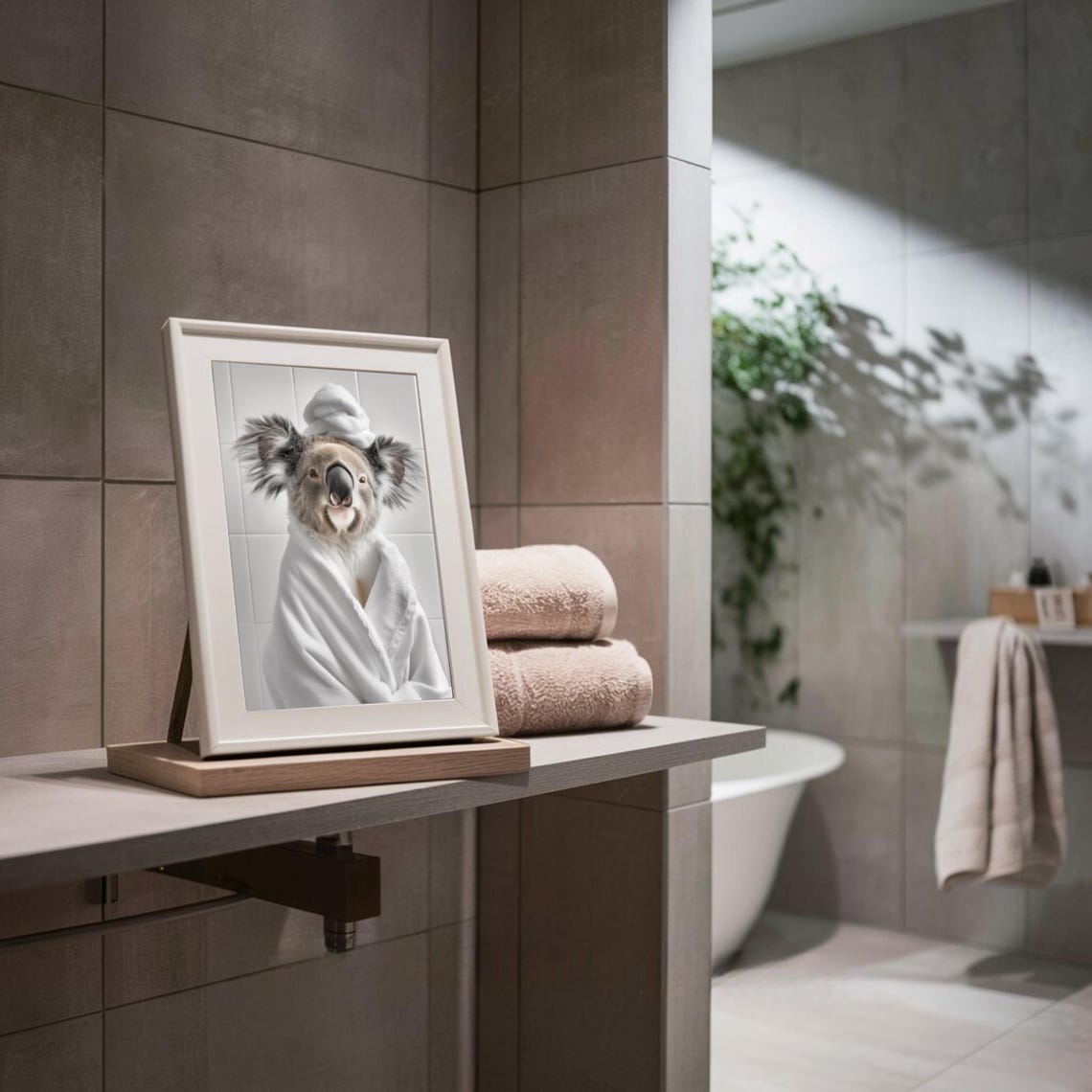 Koala in Towel Turban and Bathrobe Cute Funny Bathroom Photo Poster - Image 2