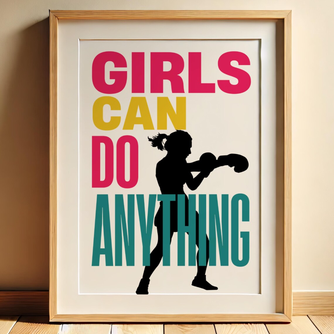 Girls Can Do Anything Strong Boxing Girl Motivational Quote Poster - Image 3