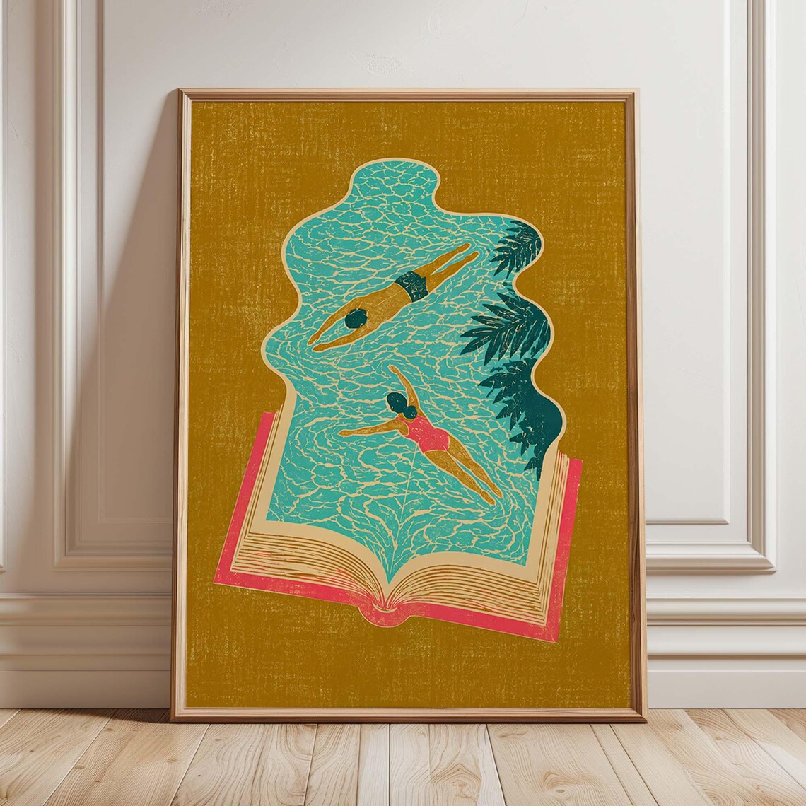 Surreal Swimming Pool Book, Vintage Literary Art