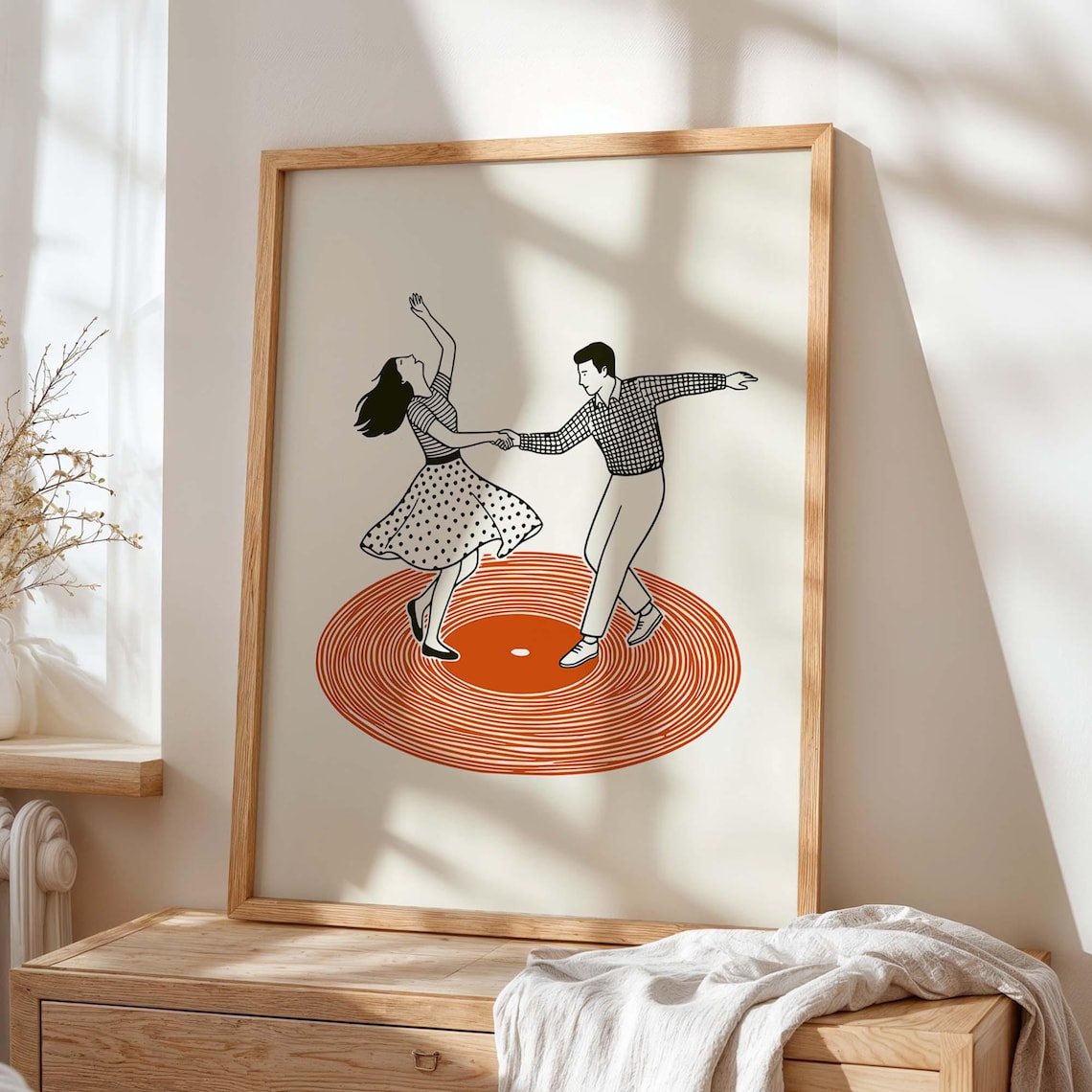 Dancing Couple Vinyl Wall Art Print, Retro Music Poster