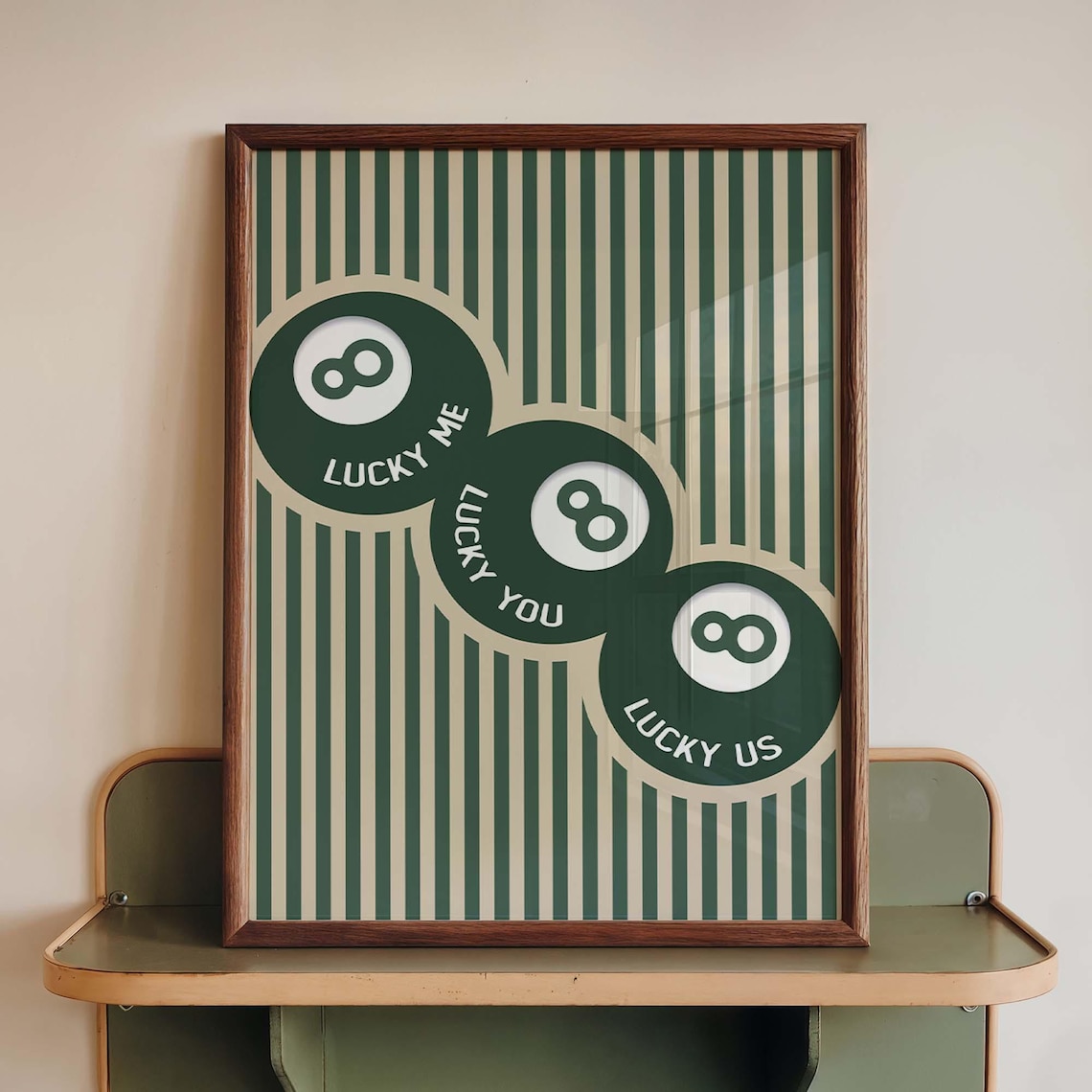 8 Ball Print Lucky Me Us You, Retro Poster