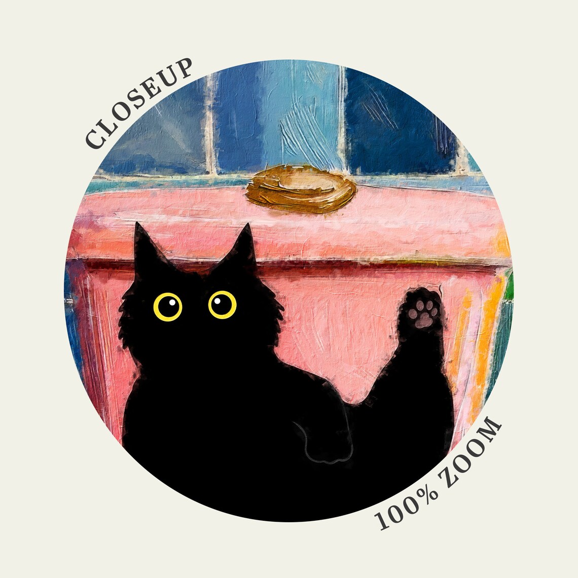 Black Cat Sitting On Pink Toilet In Blue Tiled Bathroom Funny Art Poster - Image 4