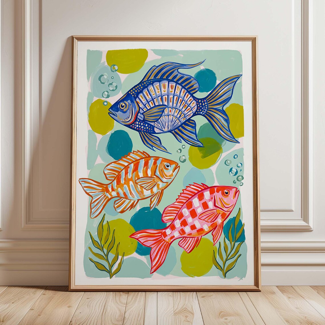 Colorful Fish Coastal Bathroom Decor Poster