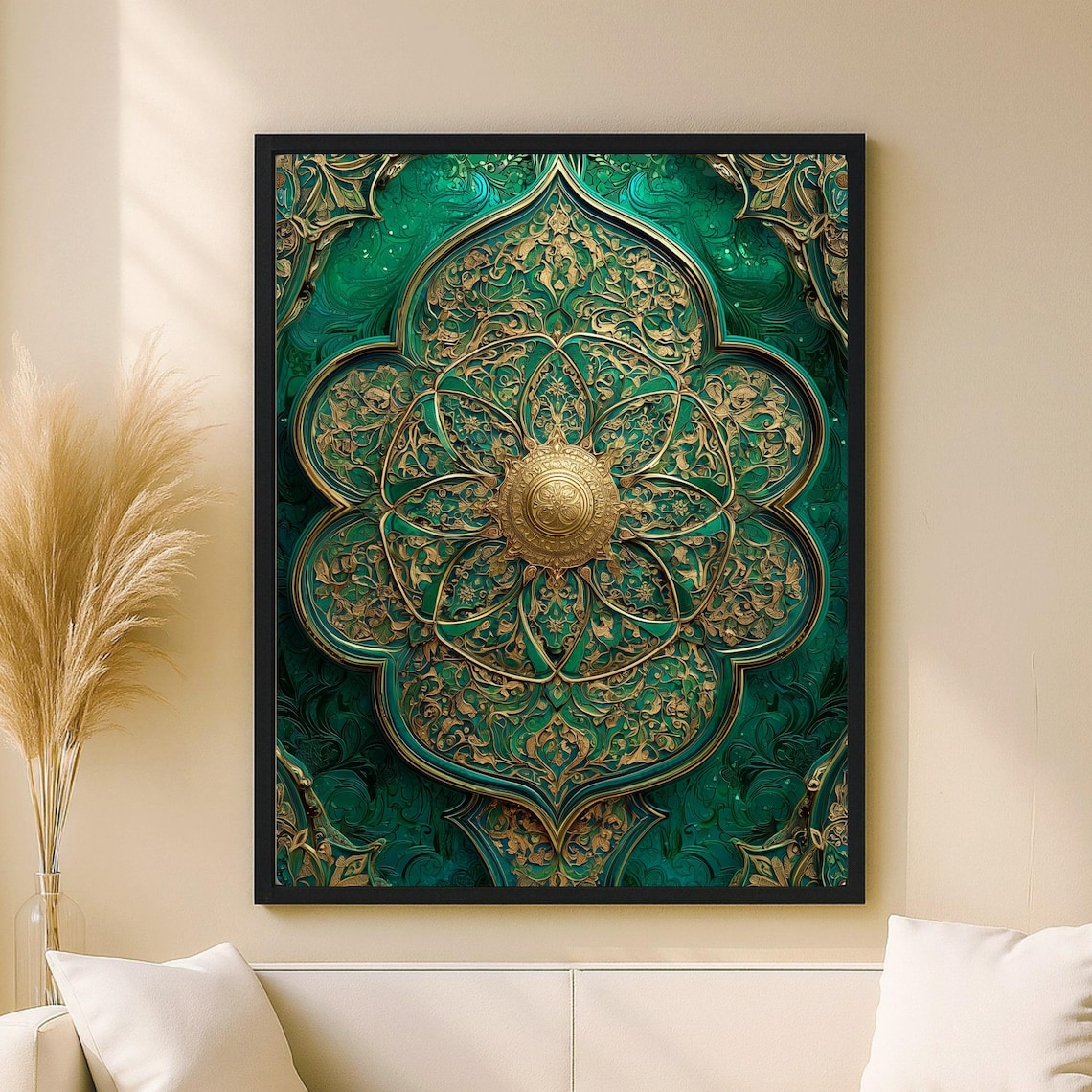 Golden Tezhip Rosette Islamic Mandala Art Print