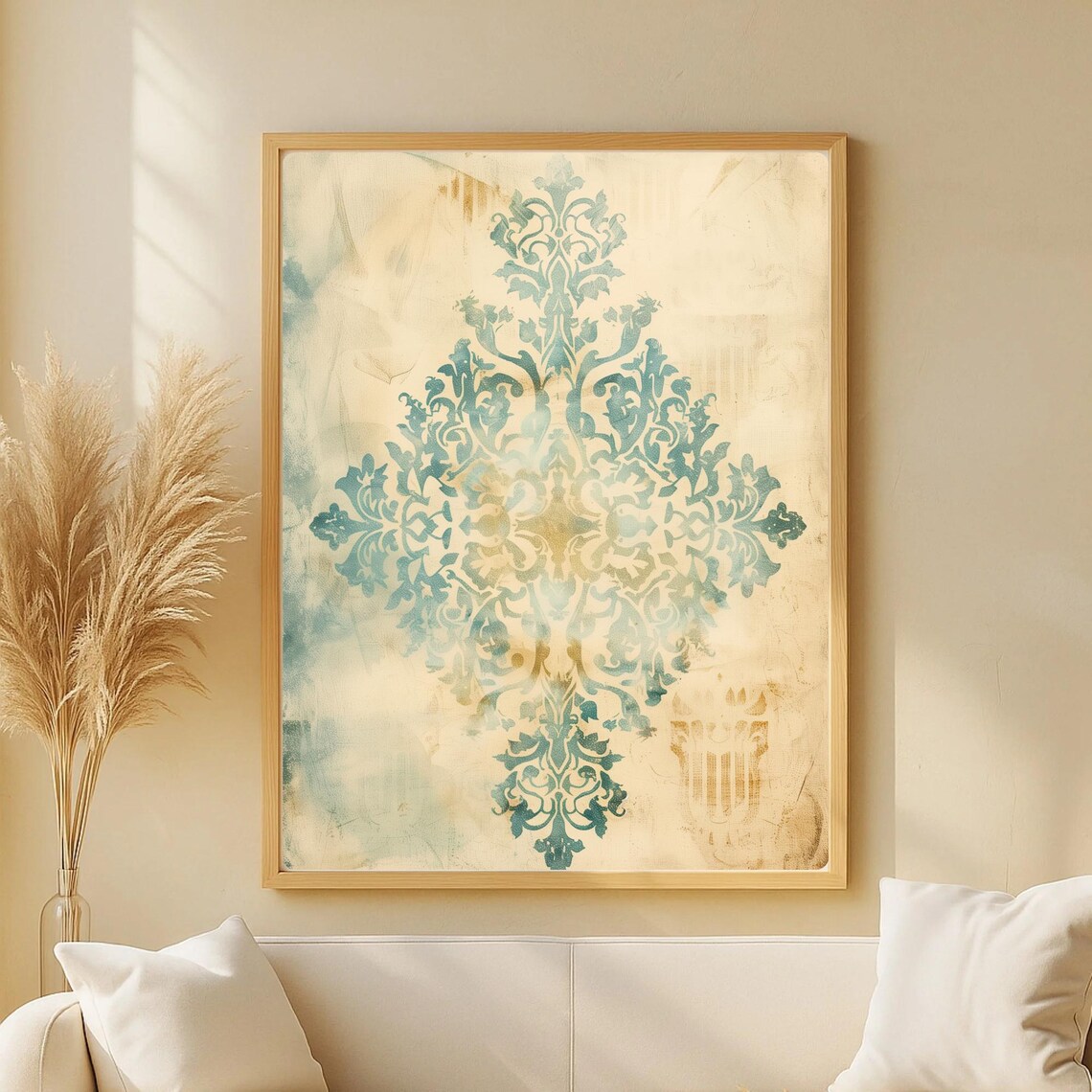 Turquoise Gold Oriental Pattern Poster Print