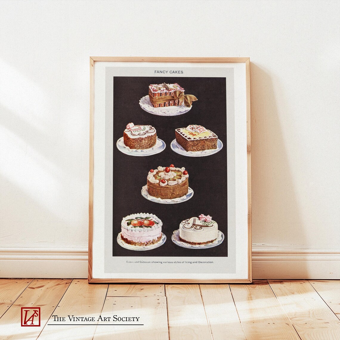 Vintage Fancy Cakes Kitchen Art Print, Retro