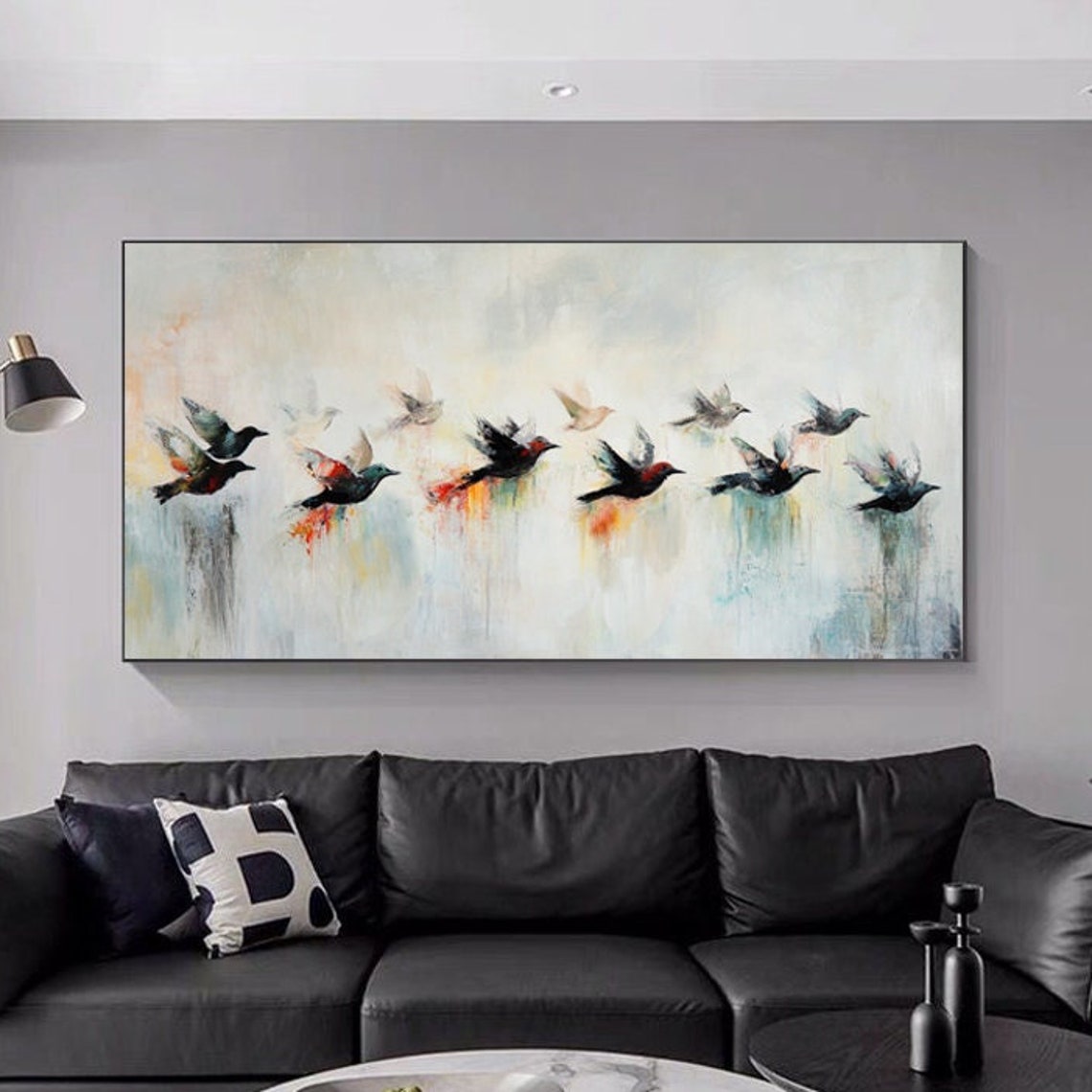 Colorful Birds in Flight Across a Soft Dreamy Pastel Sky Poster - Image 6
