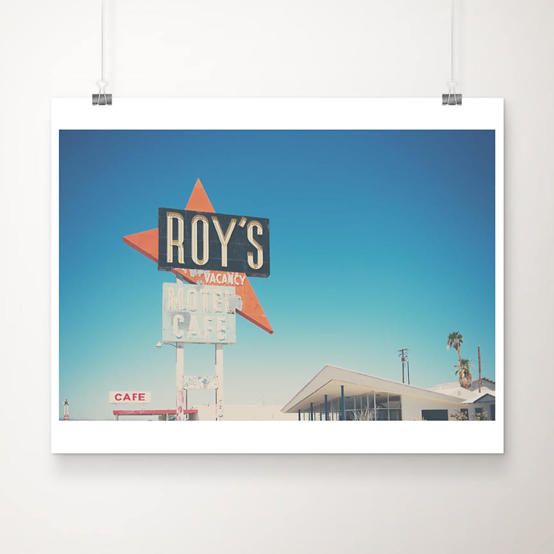 Roy's Motel Cafe Vintage Neon Sign Route 66 Desert Photo Poster