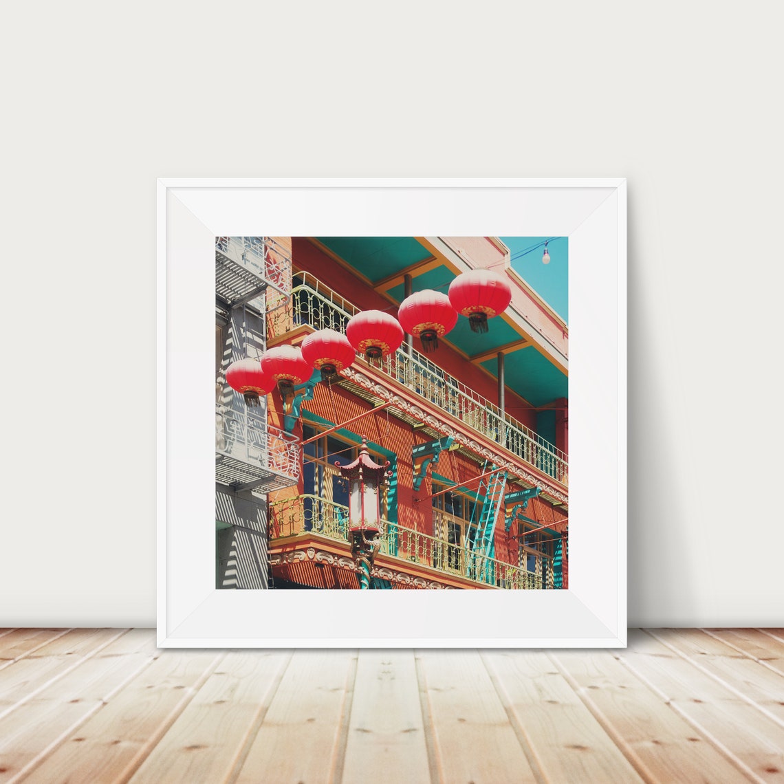 San Francisco Chinatown Red Lanterns Vibrant Architecture Poster