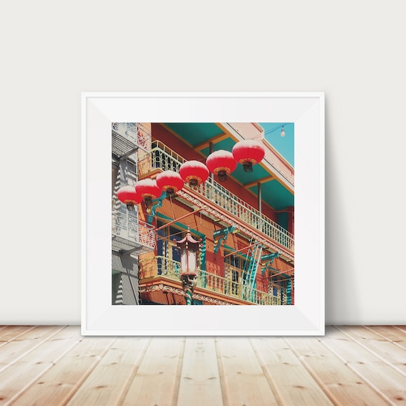 San Francisco Chinatown Red Lanterns Vibrant Architecture Poster