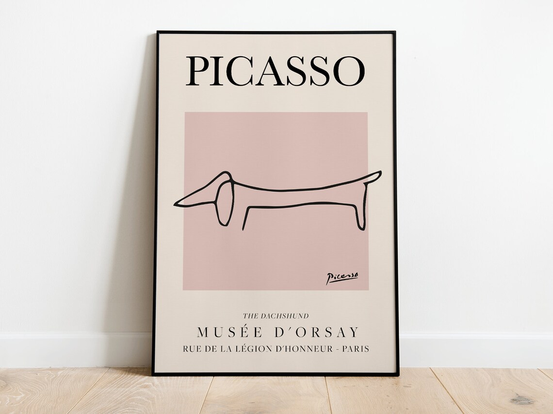 Picasso Dog Vintage Line Art Poster