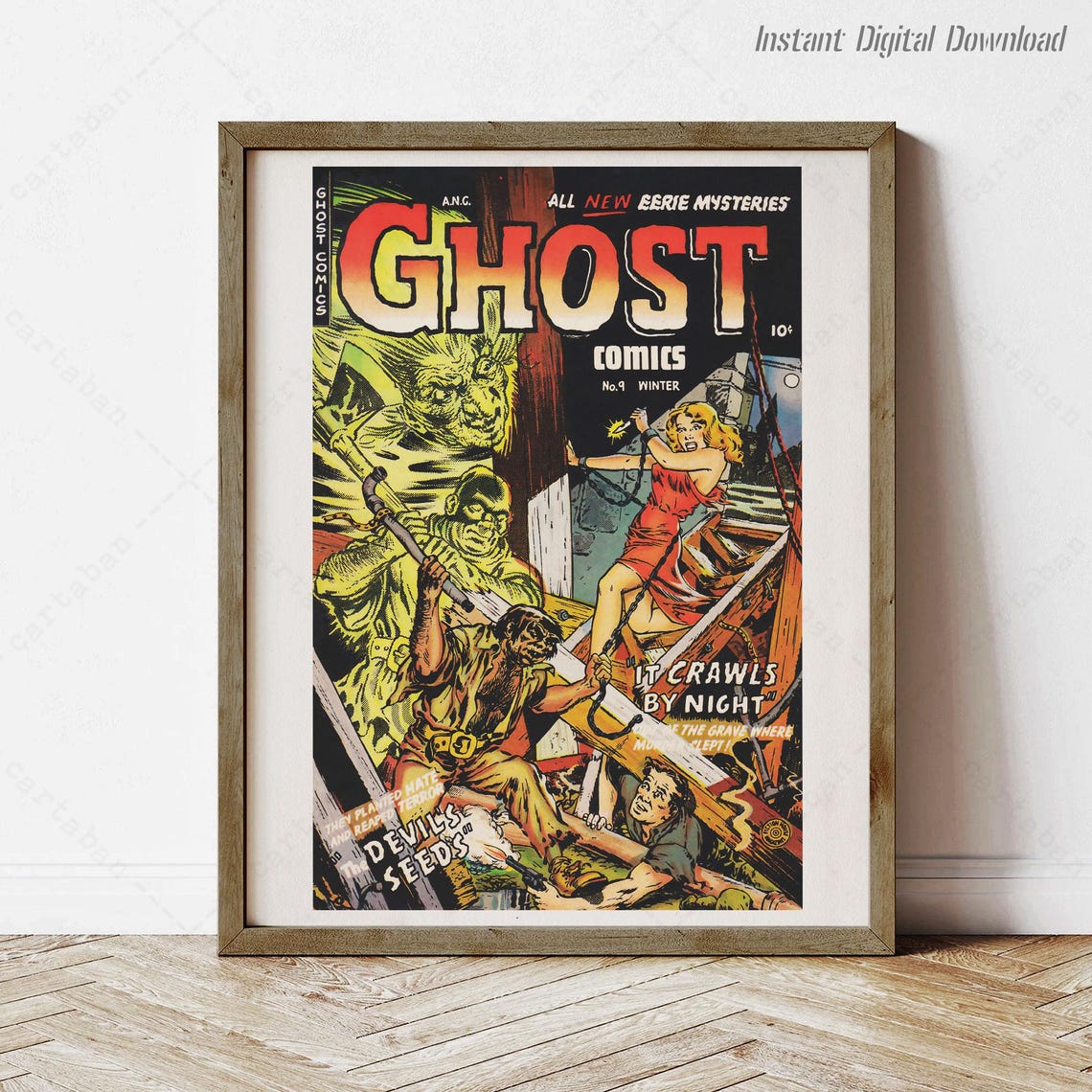 Ghost Comics No 9 Cover Winter It Crawls By Night Vintage Horror Print