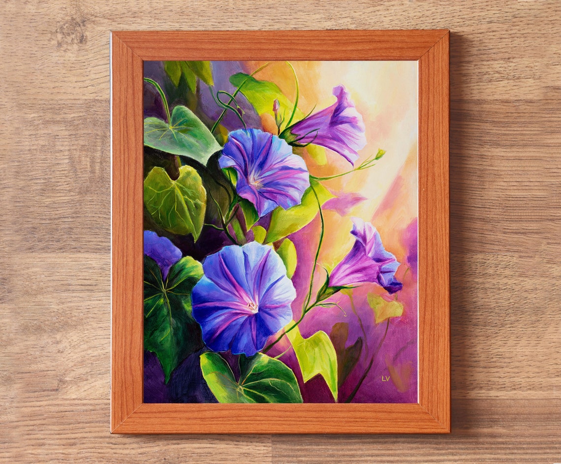 Purple And Blue Morning Glories Glowing In Warm Sunlight Floral Poster - Image 5