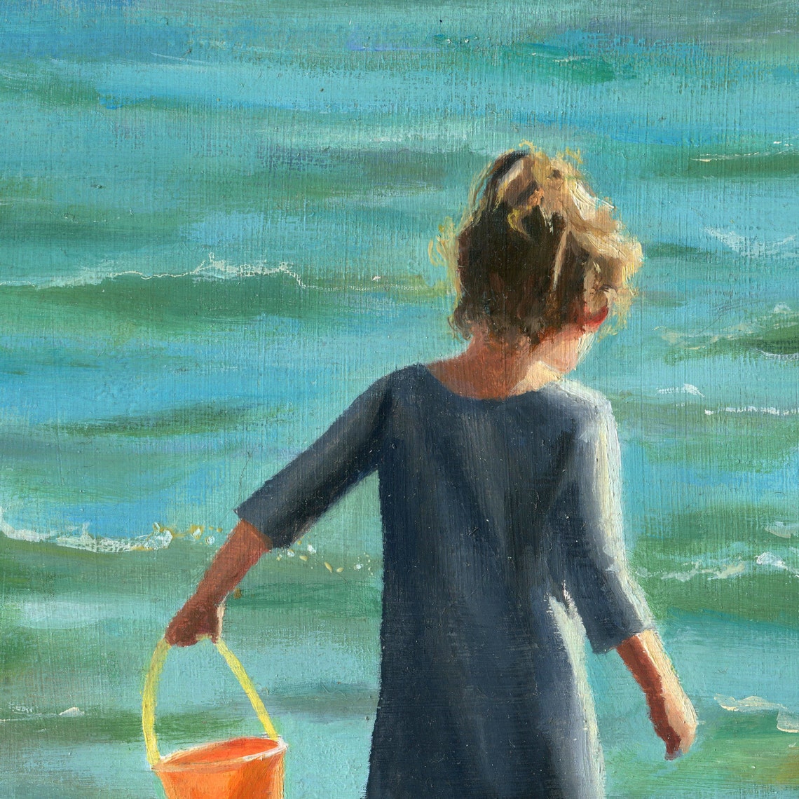 Two Little Girls Wading into the Sea with Colorful Buckets Poster - Image 5