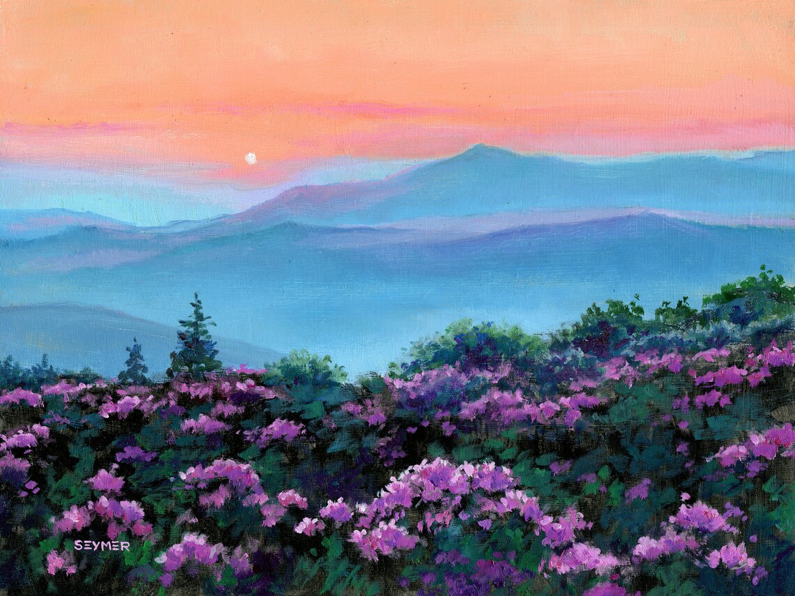 Blue Ridge Mountains Oil Painting Print, Virginia Landscape