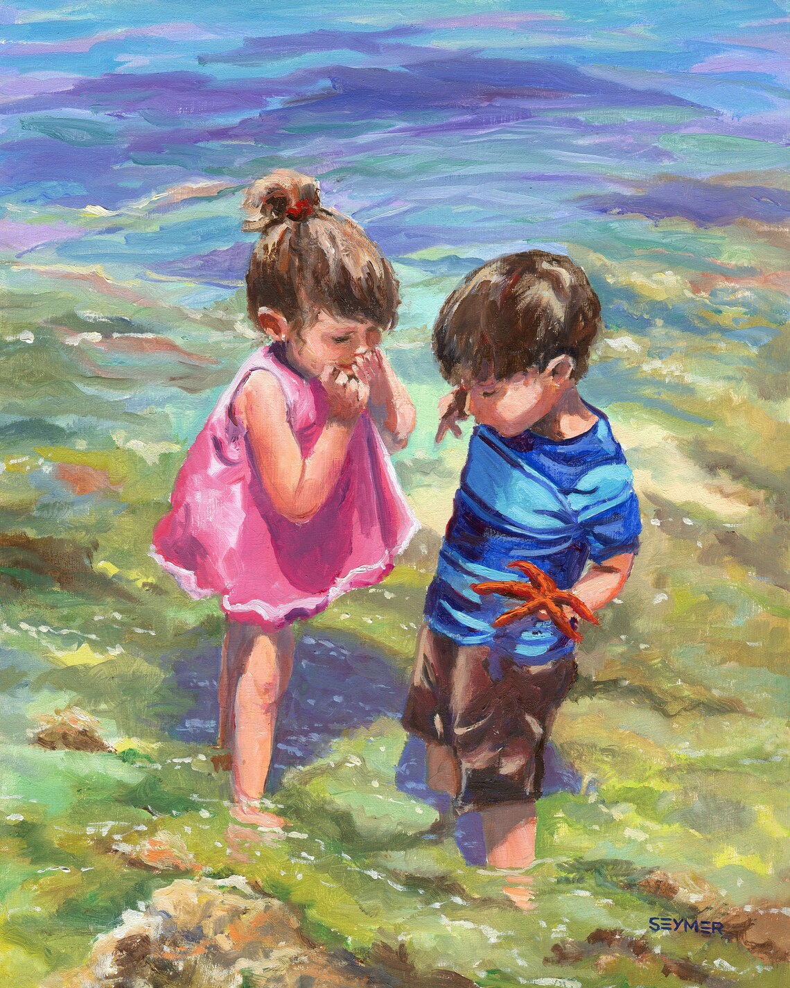 Beach People and Starfish, Summer Art Print - Image 6