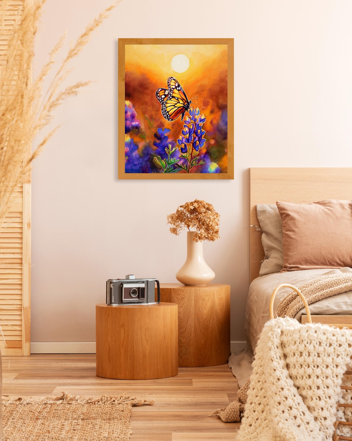 Monarch Butterfly With Bluebonnets Art Print, Texas - Image 3
