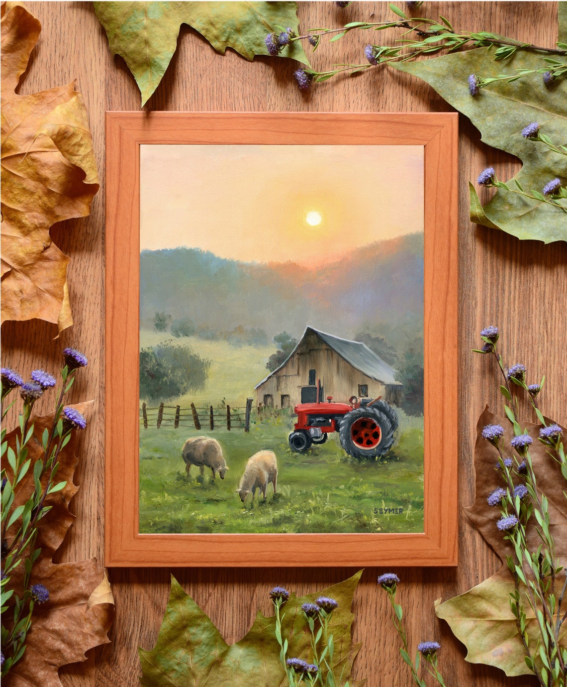 Farm Painting Country House Original Barn Landscape Art Rural Life Artwork Art Farmhouse Wall Art Decor Framed Painting Country Folk - Image 4