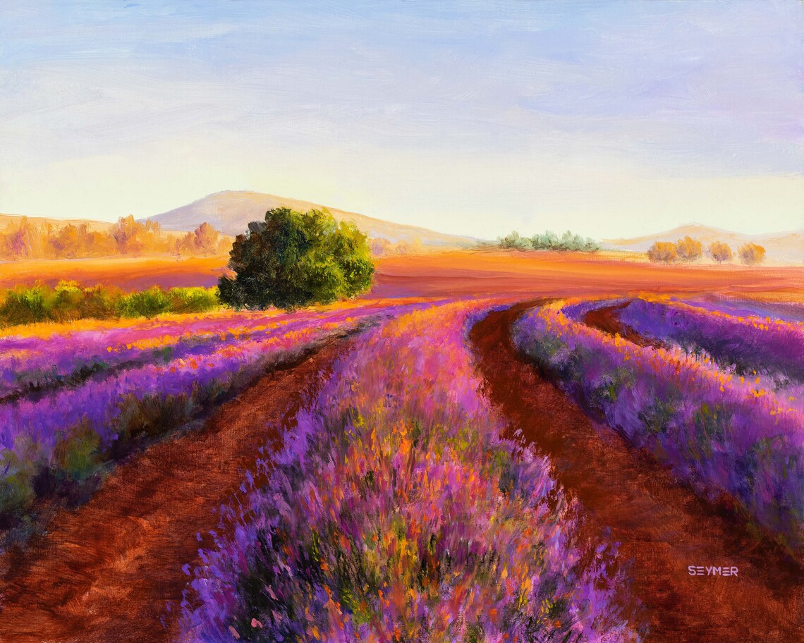Lavender Fields in Provence, French Landscape Art Print - Image 6