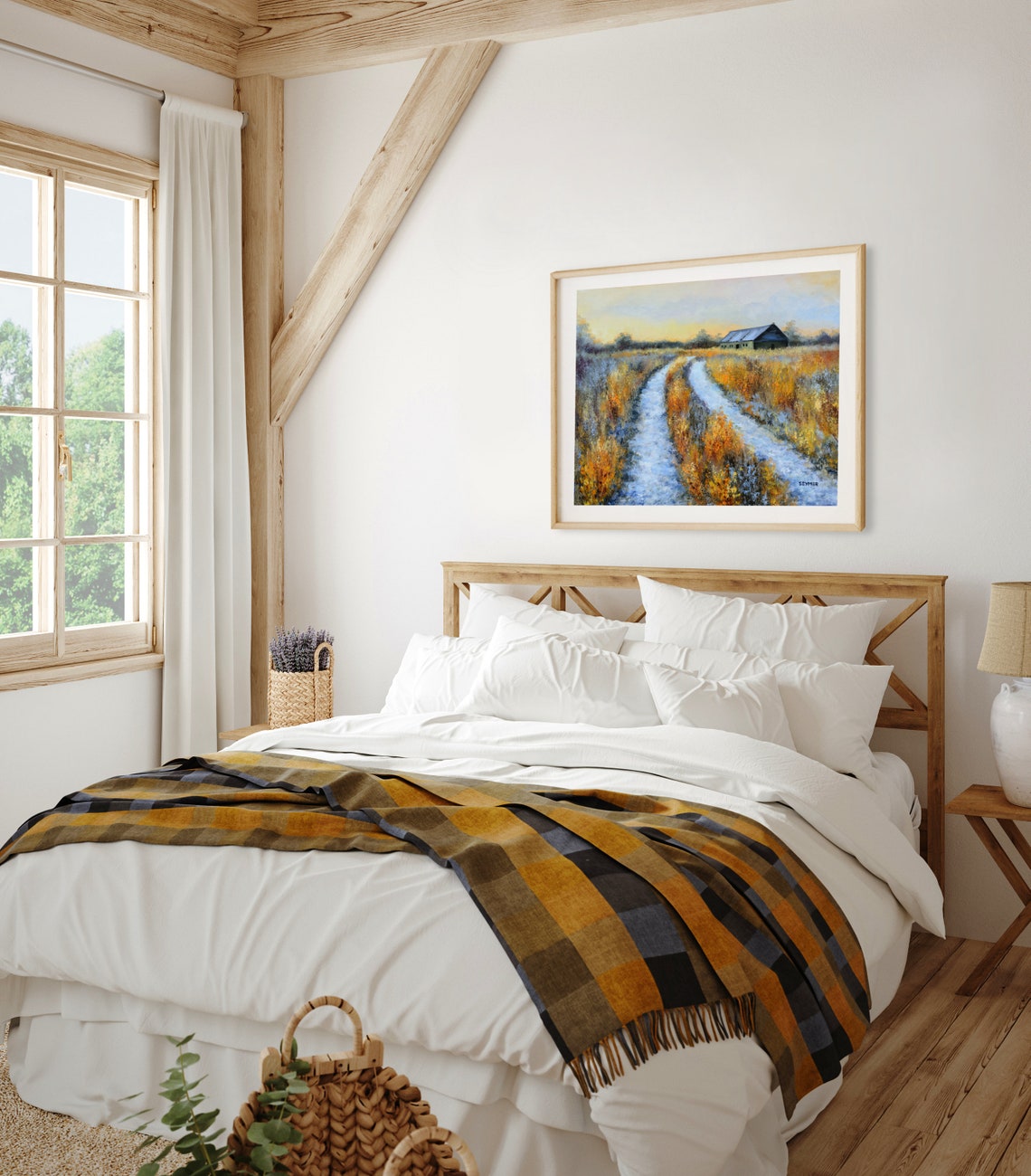 Old Barn In Snowy Field Winter Landscape Oil Painting Poster - Image 4