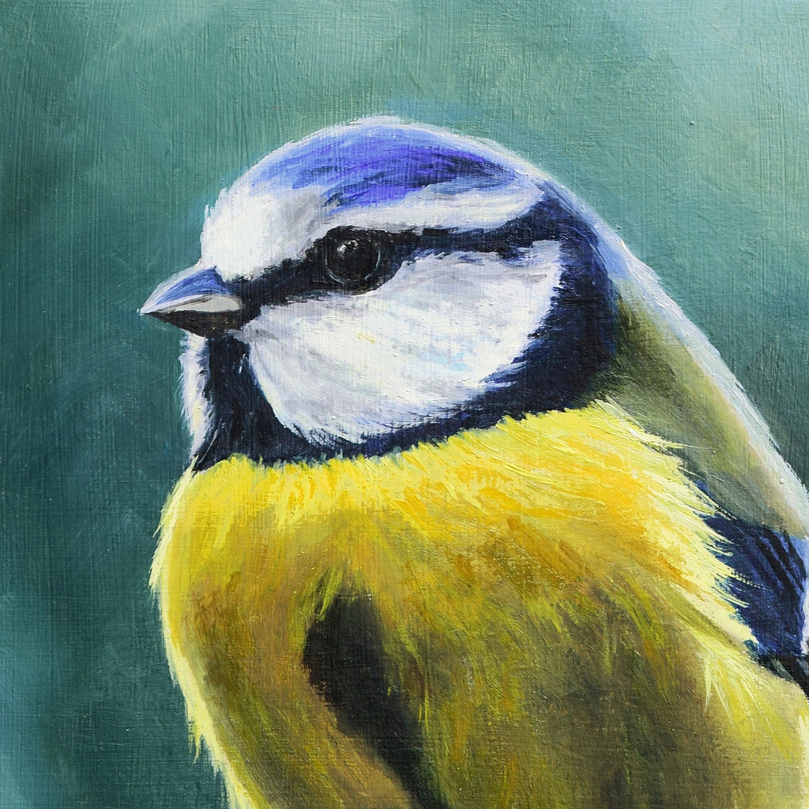 Eurasian Blue Tit Perched on a Branch Oil Painting Bird Poster - Image 5