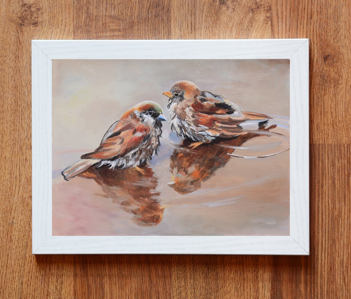 Sparrow Oil-Painting-Style Art Print, Vintage Decor - Image 3