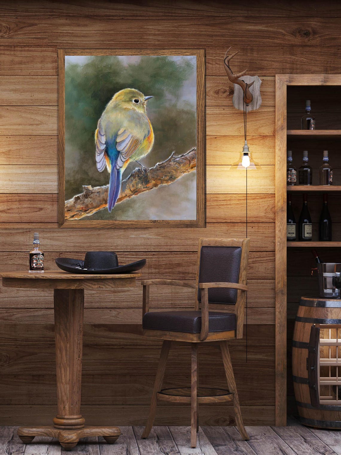 Colorful Songbird Perched on a Branch Oil Painting Bird Poster - Image 4