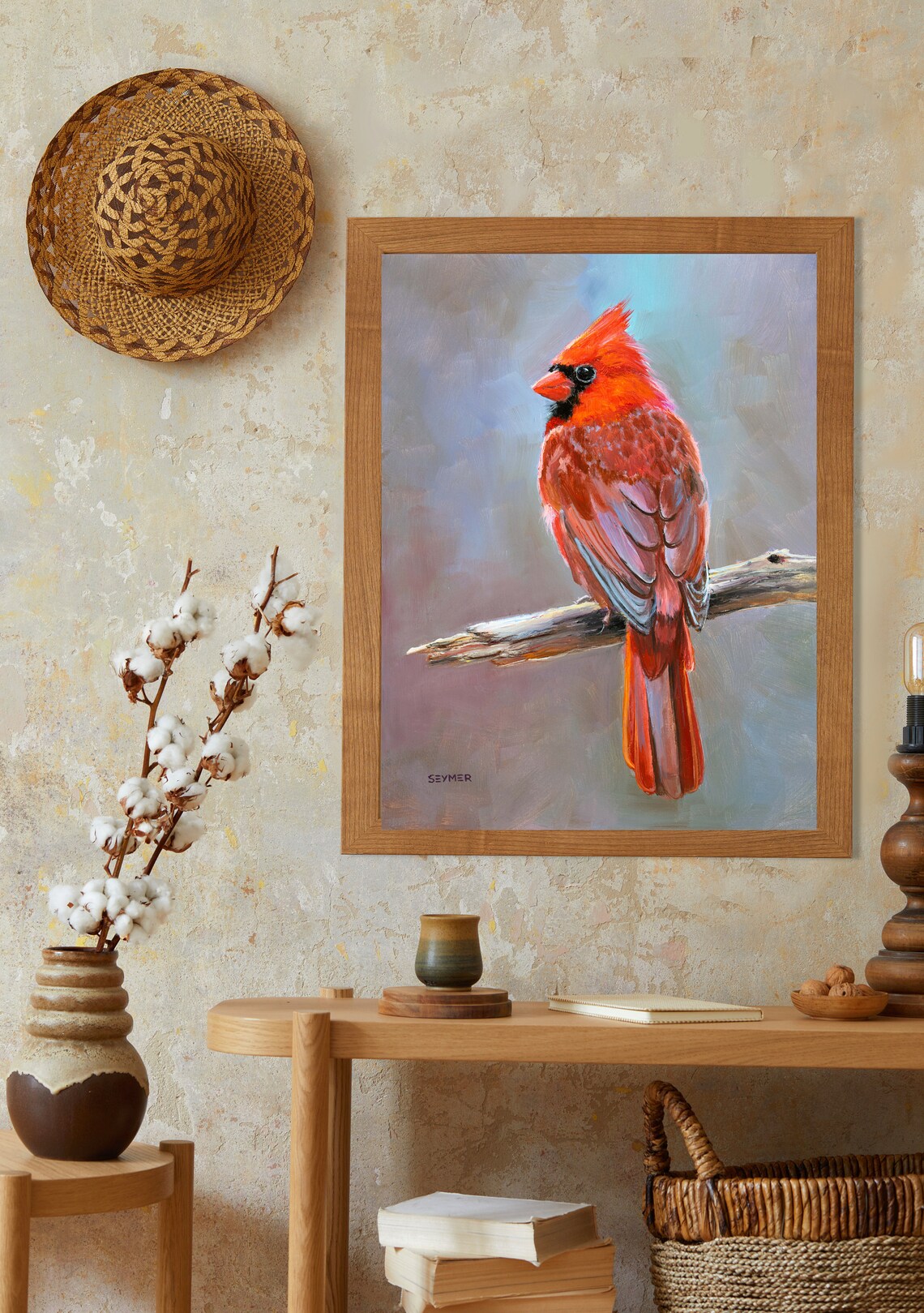 Cardinal Bird Oil Painting Art Print, Wildlife - Image 4