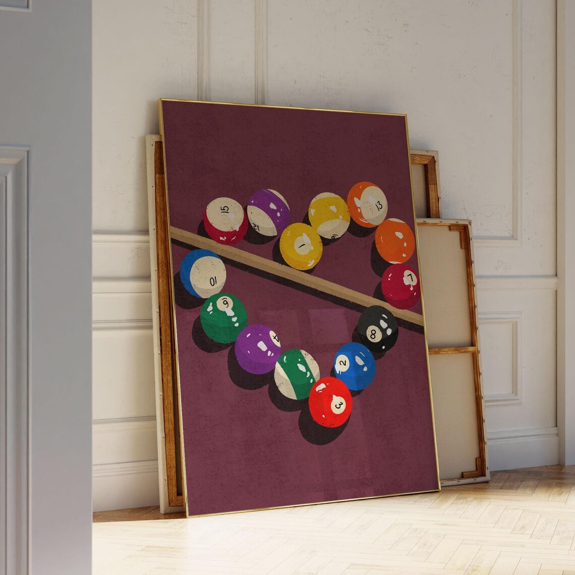 Retro Billiard Balls Vintage Pool Table Game Room Art Print