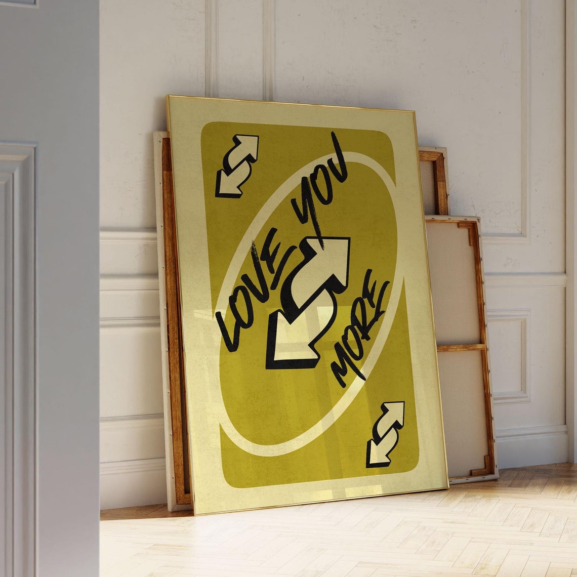Love You More Green Reverse Playing Card Retro Pop Art Poster