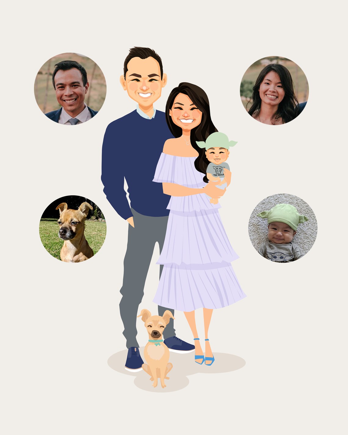 Family Of 3 Custom Portrait Personalized Family Portrait Anniversary Gift Mothers Day Gift Family Drawing Custom Portrait Drawing - Image 2