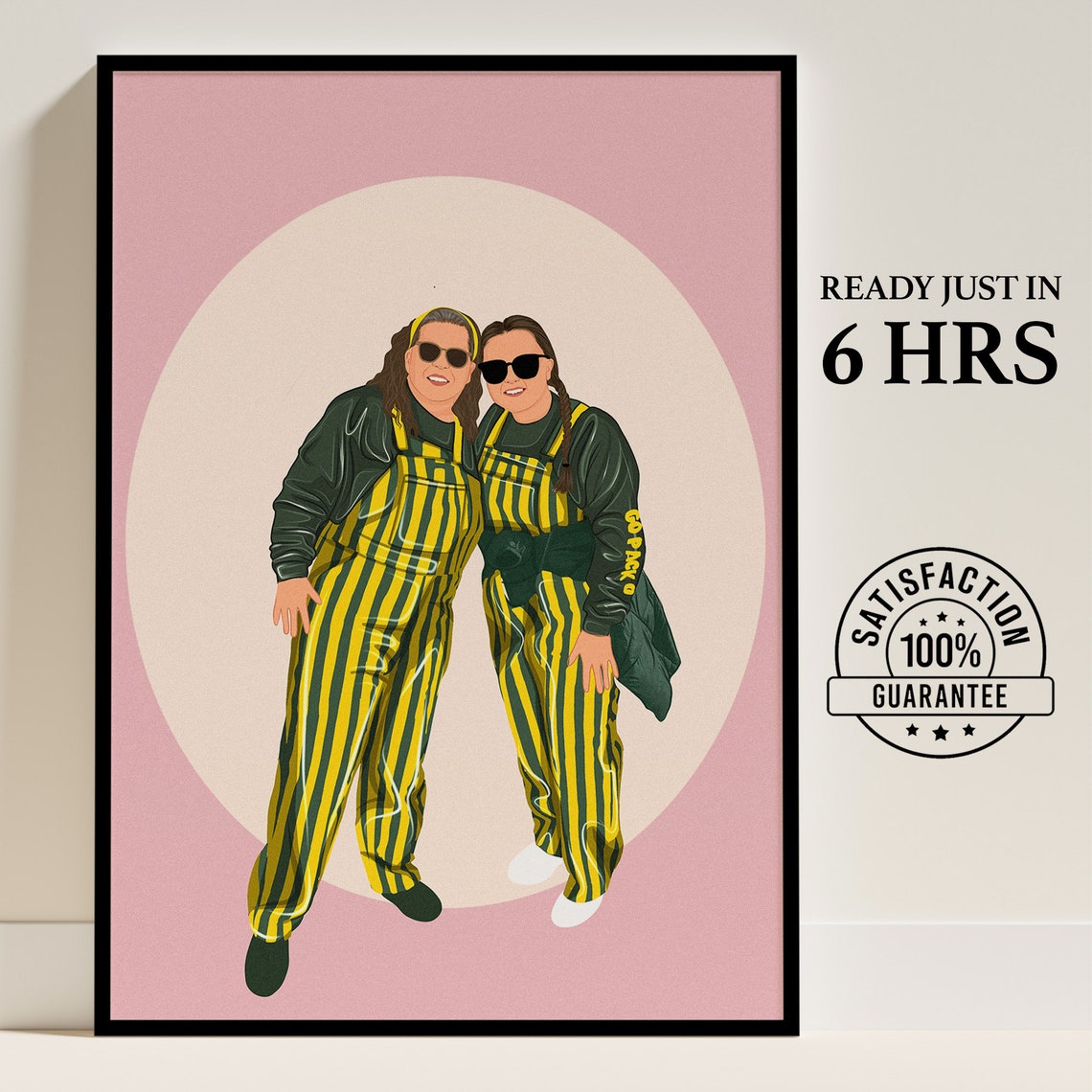 Custom Game Day Friends Portrait Striped Overalls Fans Poster