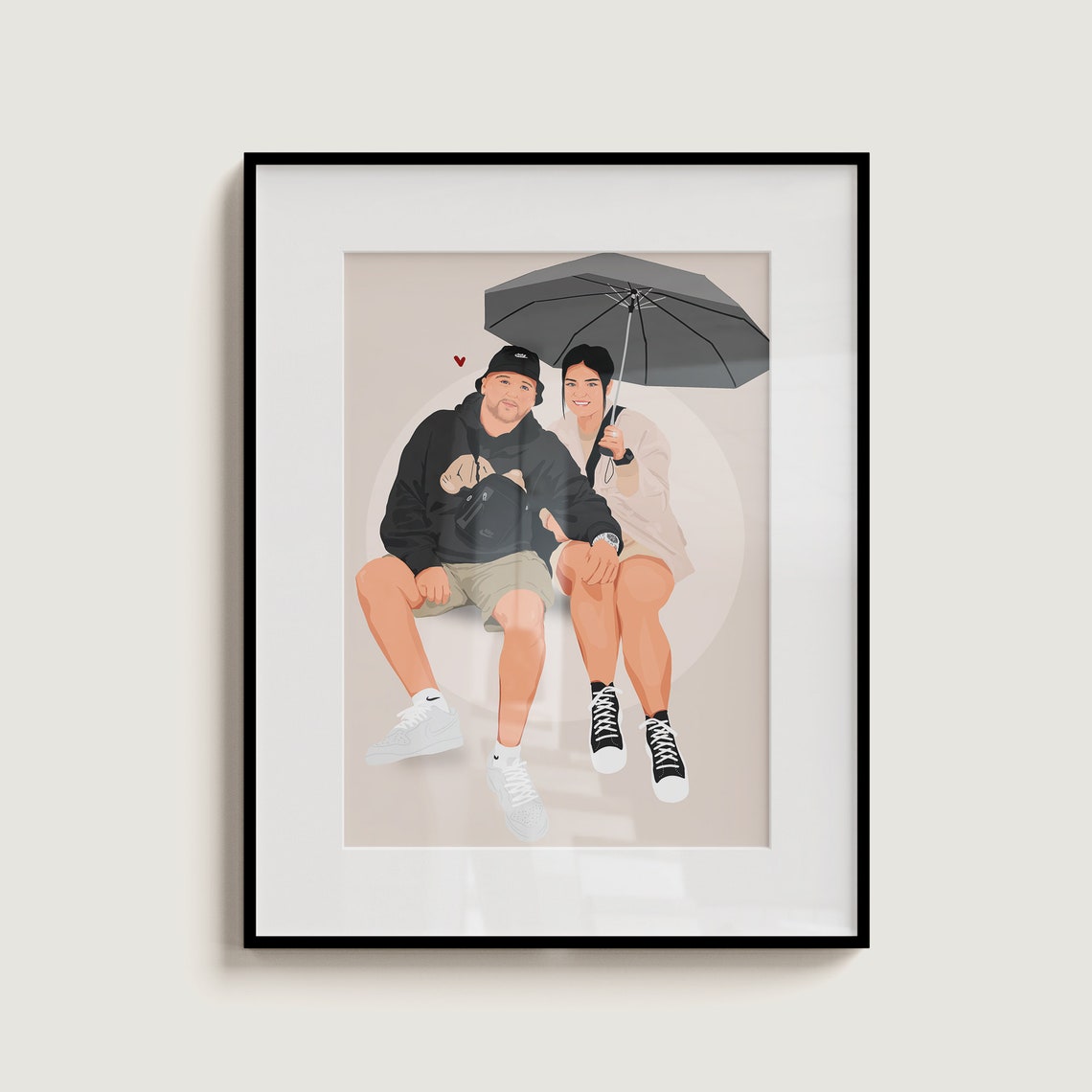 Custom Romantic Couple Embrace Illustration Faceless Love Poster - Image 2