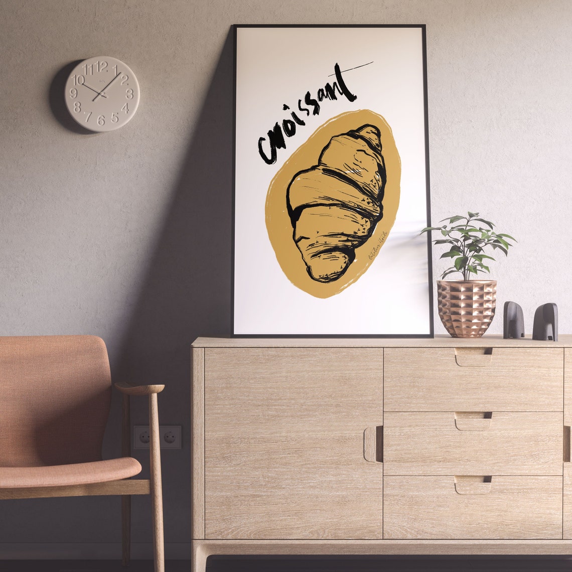 Croissant Print Croissant Poster Food Illustration French Pastry Pastry Art Patisserie Art Food Doodles Pop Art Coffee Shop Decor