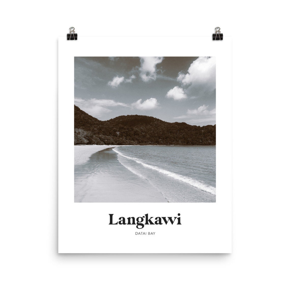 Langkawi Datai Bay Black and White Beach Photo Minimalist Poster - Image 2