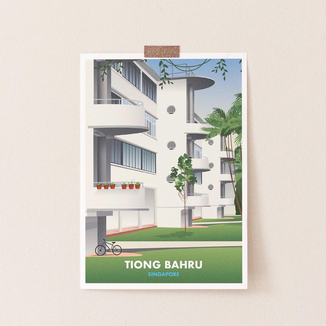 Tiong Bahru Singapore Art Deco Apartment Retro Travel Poster - Image 2