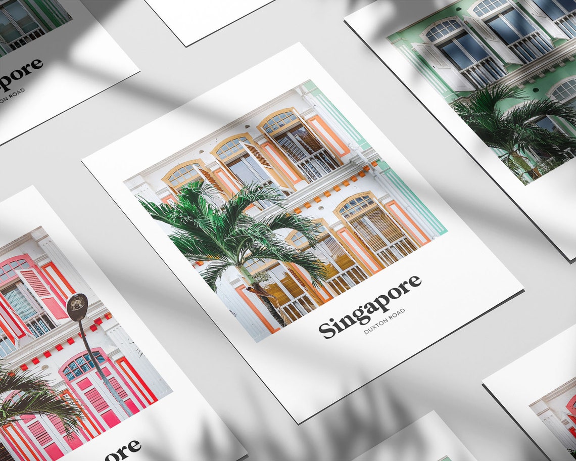 Singapore Duxton Road Pastel Shophouses Photo Street Art Poster - Image 4