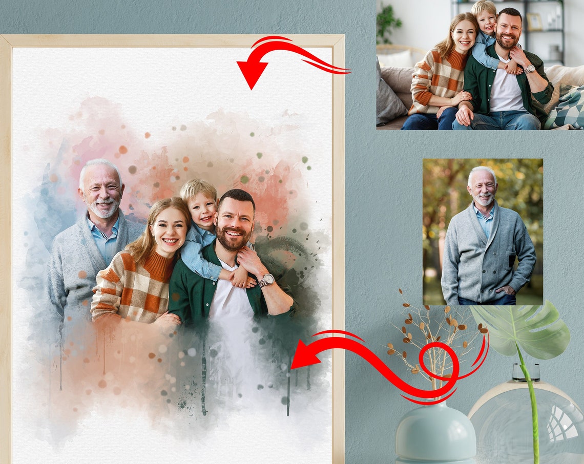 Loved One Portrait Photo Merge Memorial Picture Loved One Gift Add Deceased Loved One Portrait Combine Photos Painting From Photo - Image 5