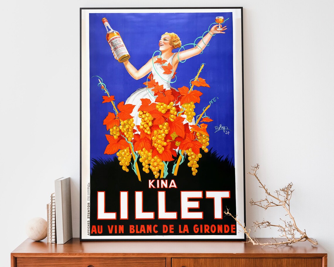 Kina Lillet Vintage French Wine Ad Poster Woman With Grapes Art
