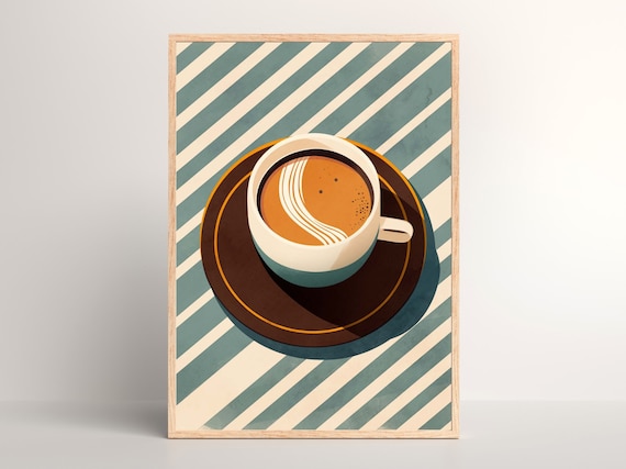 Vintage Coffee Mid Century Kitchen Wall Art Print
