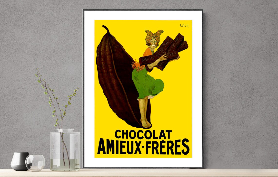 Chocolat Amieux Frères Vintage French Chocolate Advertising Poster