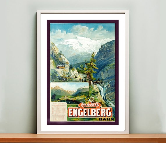Stansstad Engelberg Bahn Schweiz Vintage Travel Poster Retro Engelberg Poster Gift Idea Wall Decor