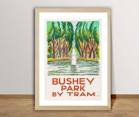 Bushey Park By Tram United Kingdom Vintage Travel Poster Travel Memories Poster Gift Idea Wall Decor