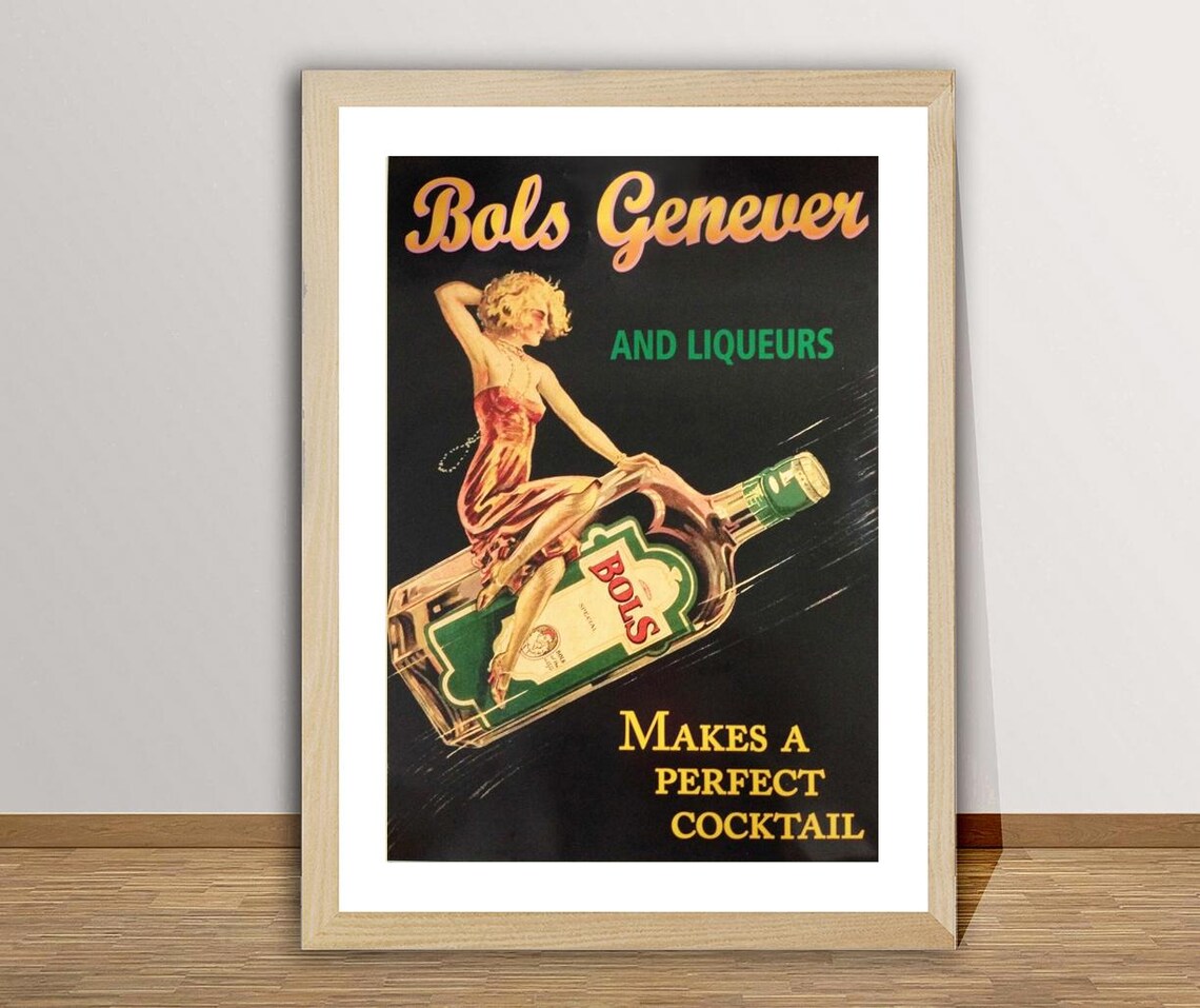 Bols Genever and Liqueurs Vintage Advertising Poster Makes Perfect Cocktail - Image 2