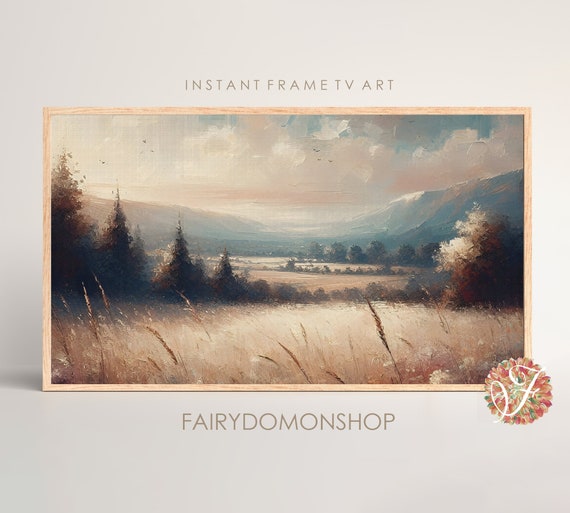 Frame Art Tv Forest Meadow Landscape Vintage Warm Toned Painting Art
