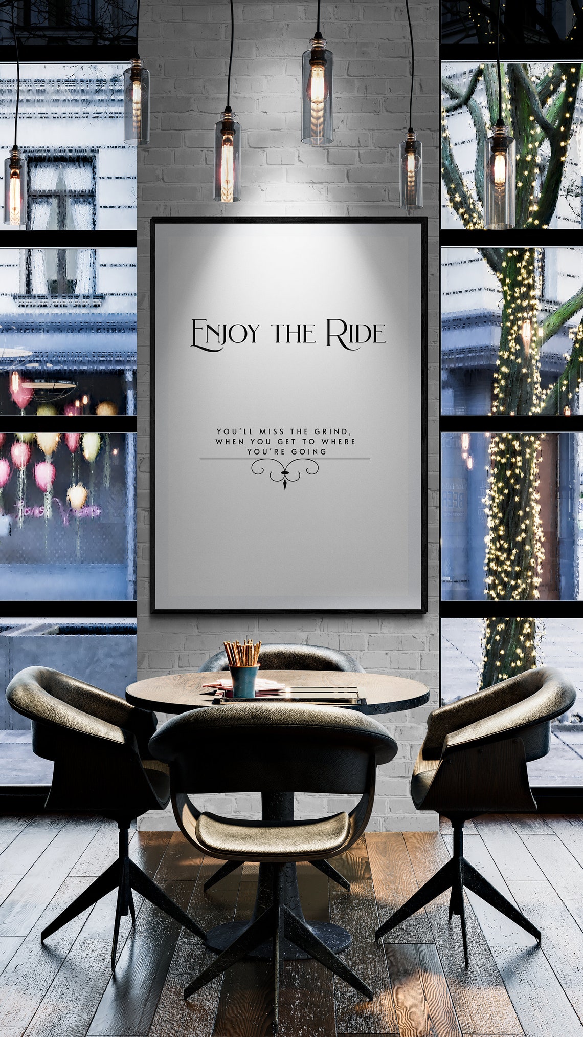Enjoy The Ride White Minimalist Grind Motivation Quote Poster - Image 2