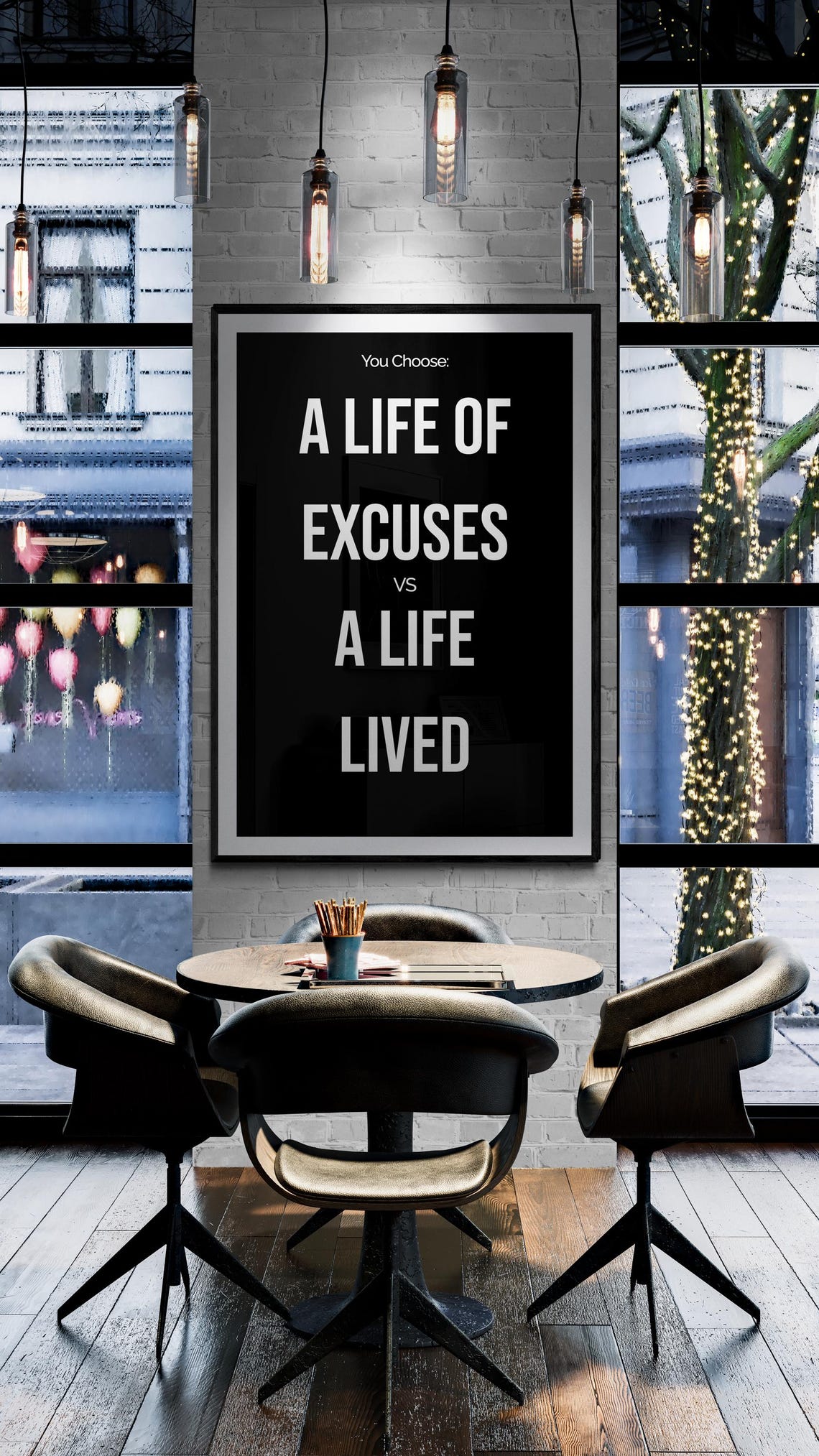 A Life of Excuses vs A Life Lived Motivational Choice Quote Poster - Image 2
