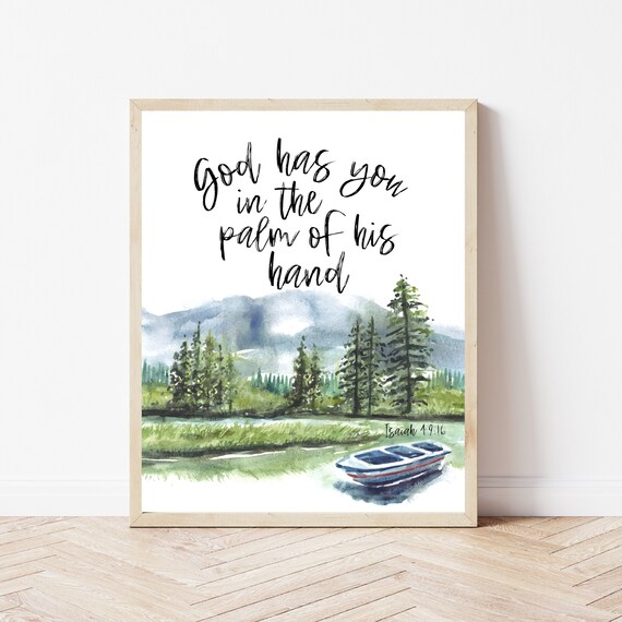 Isaiah 49:16 God Has You in the Palm of His Hand Watercolor Poster